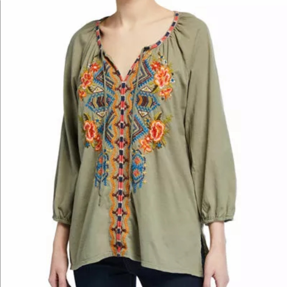 NWT Johnny Was Sentrie Peasant Embroidered Blouse
